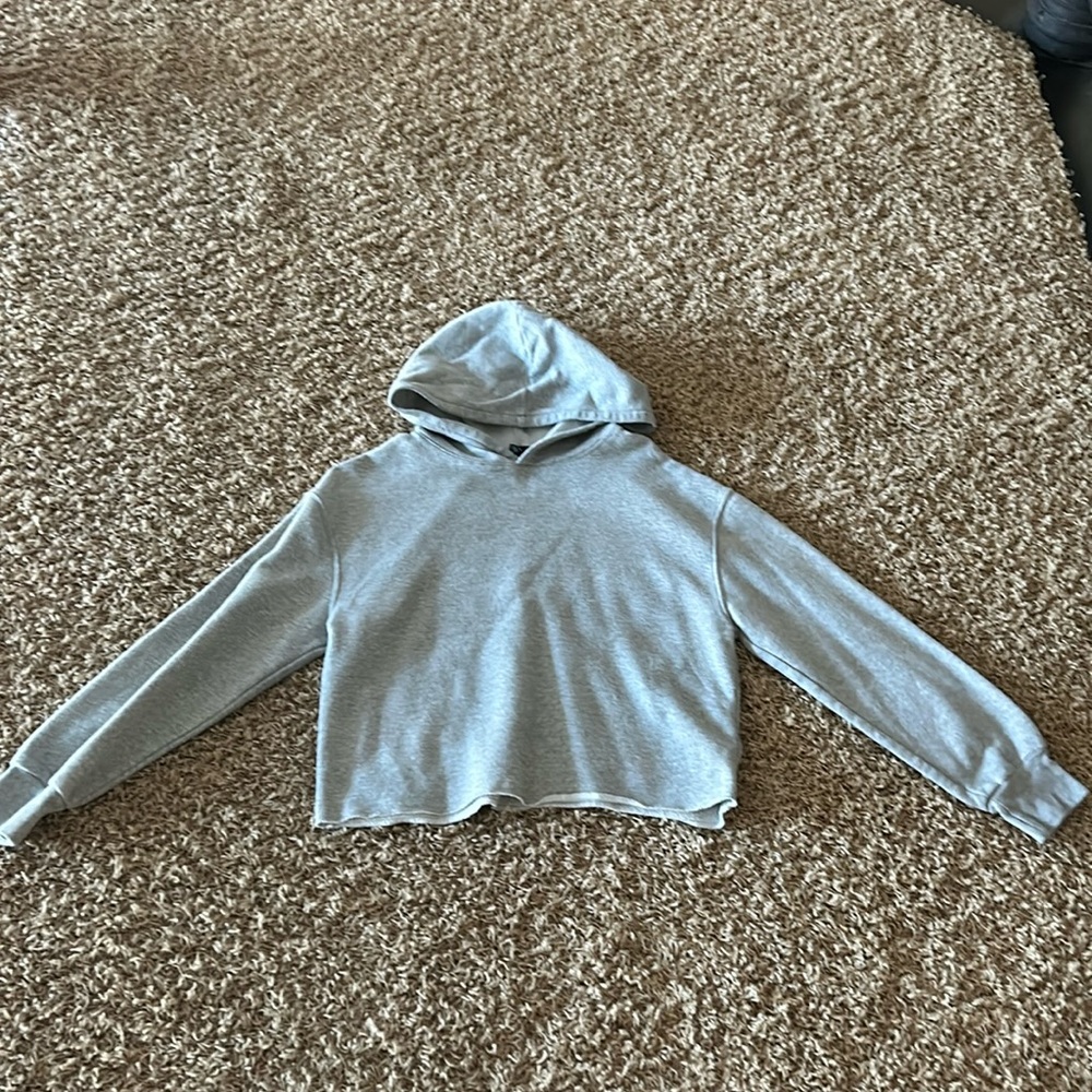 Grey Target Cropped Hoodie